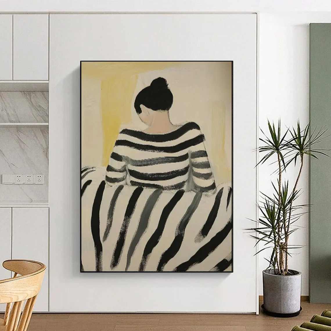 Yellow Figure Eclectic oversized minimalist art for studio